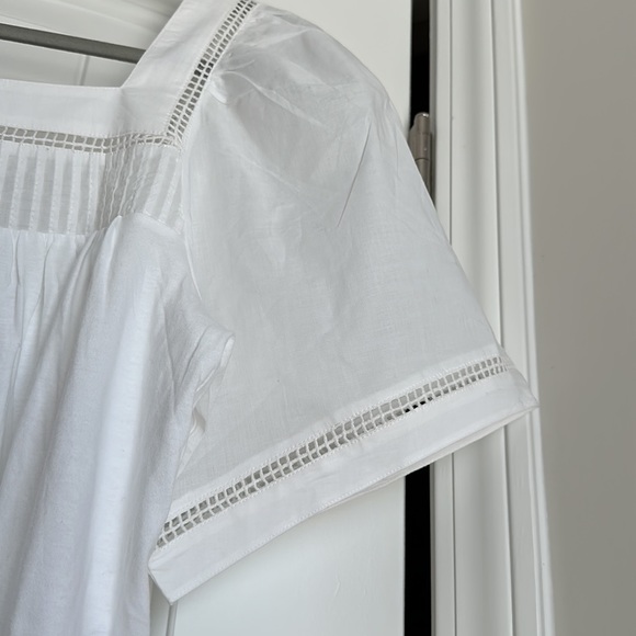 Banana Republic Mixed Material White Pintuck Knit short puff sleeve top size XS. - Picture 5 of 13